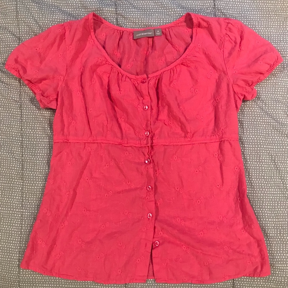 Hot pink cottage core top size medium ✨
